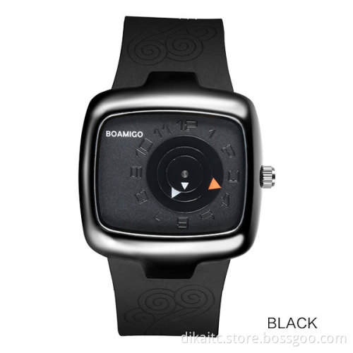 BOAMIGO Personality Creative Square Dial Soft Rubber Strap Gift Wristwatch Quartz Watch For Boy And Girl